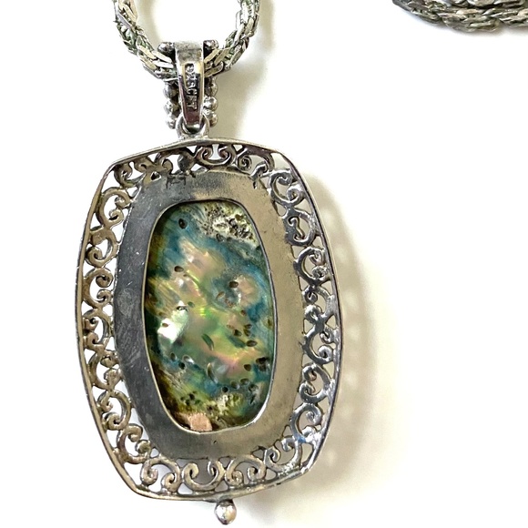 Sterling Silver Abalone Pendant and Rope Chain Necklace - Picture 9 of 9